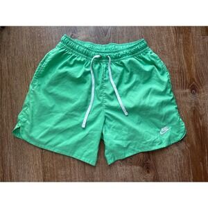 Nike 6" Swim Trunks Shorts Green Drawstring Elastic Waist Logo Men's M